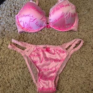COPY - Pink Victoria secret bra set 32C